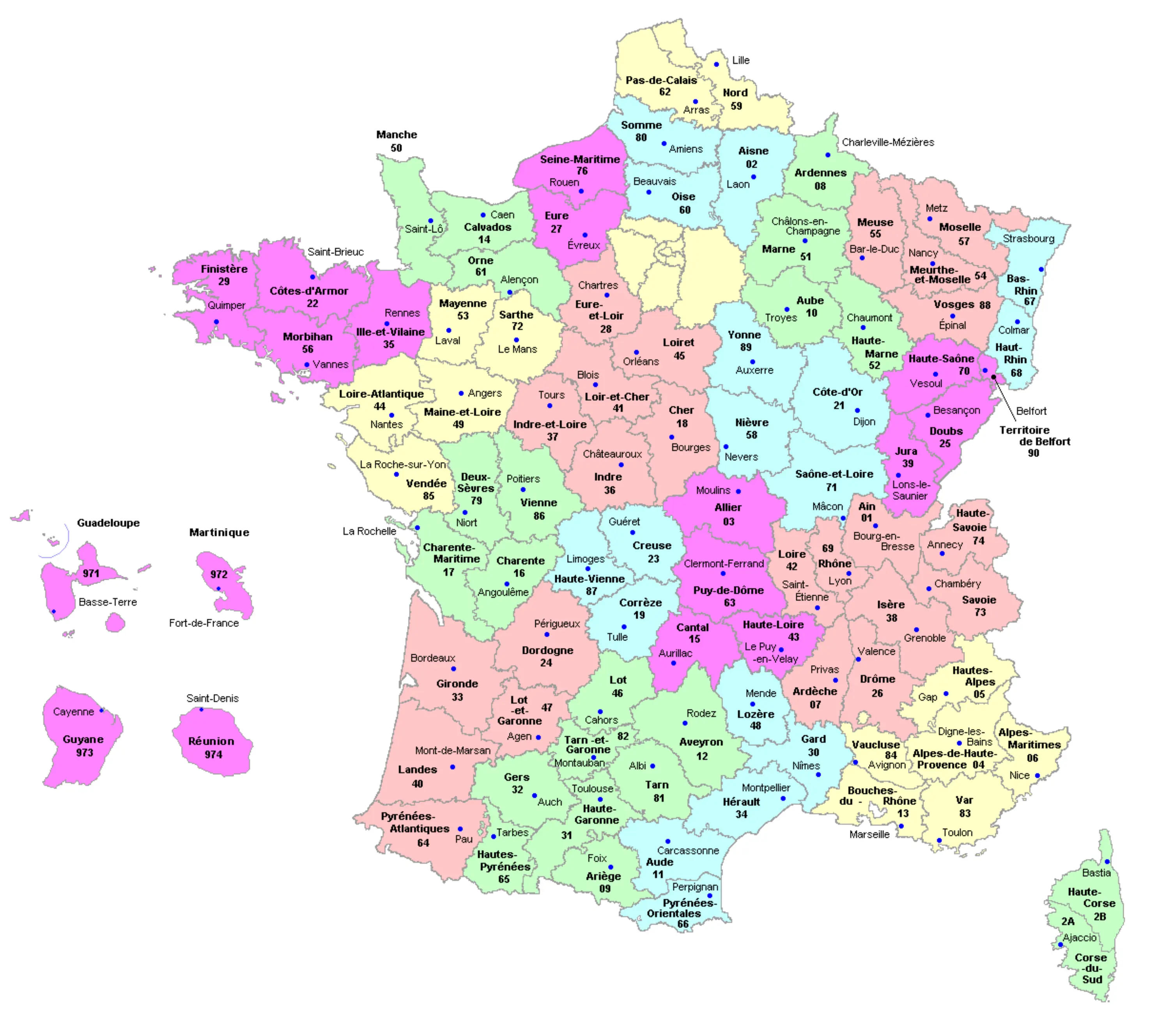 Carte de prix au m2 par département en France